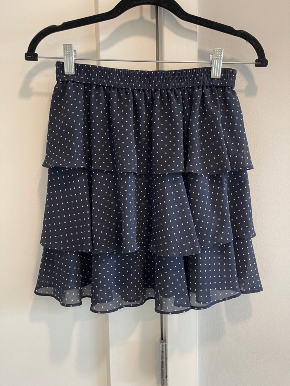 Michael Kors Navy Polka Dot Tiered Skater Skirt